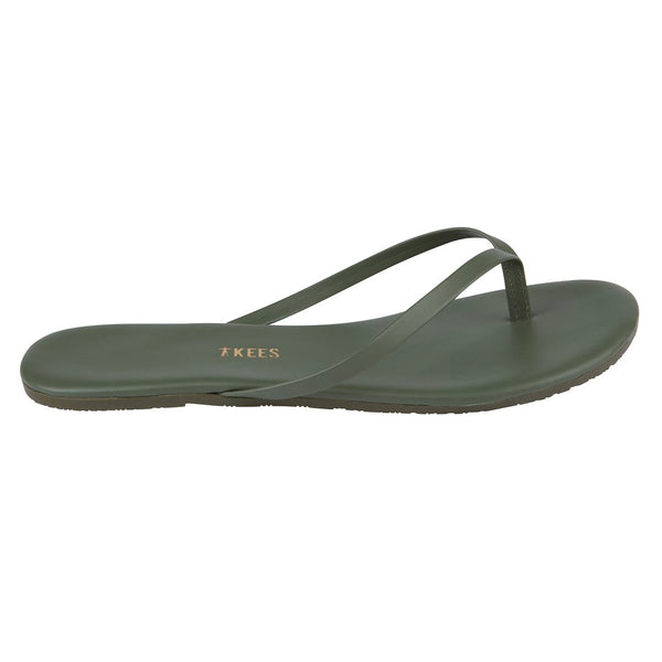 The Tkees Women's Solid Pigment Sandal made with cowhide leather and a rubber outsole.