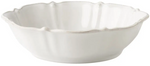 The Juliska Berry & Thread Whitewash 13" Serving Bowl features a scalloped edge and textured rim, crafted from ceramic stoneware, shown on a plain background.