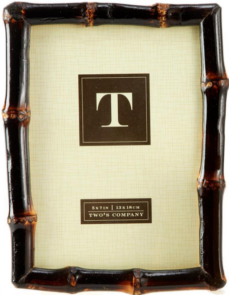 Hand-crafted Bamboo Dark Brown Frame, 5 x 7 picture frame with a letter 't' display card by Two's Company.