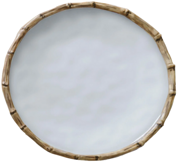 Circular drum with a pale skin head and wooden frame, perfect for outdoor entertainment, like the Beatriz Ball Vida Melamine Bamboo Salad Plate by Beatriz Ball.