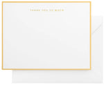 The Sugar Paper "Thank You So Much" Card Set features white cards with gold borders and "THANK YOU SO MUCH" in gold, atop matching envelopes—ideal for sending thoughtful thank you notes.