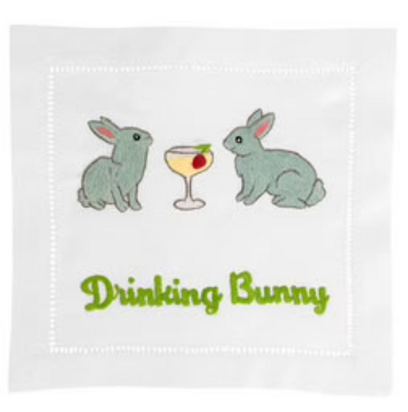 August Morgan Cocktail Napkins Drinking Bunny, Set of 4