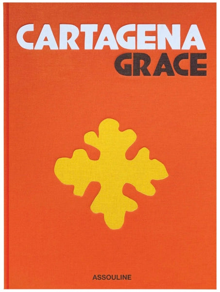 Book cover of "Cartagena Grace" by Assouline featuring a large yellow puzzle piece graphic on a red background, with the title in white uppercase letters and the publisher 'Assouline' at the bottom.