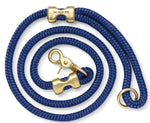 The Foggy Dog Marine Rope 5' Dog Leash features coiled blue and bright pink rope with brass hardware (clasp, ring, two connectors), making it perfect for stylish walks at the dog park.