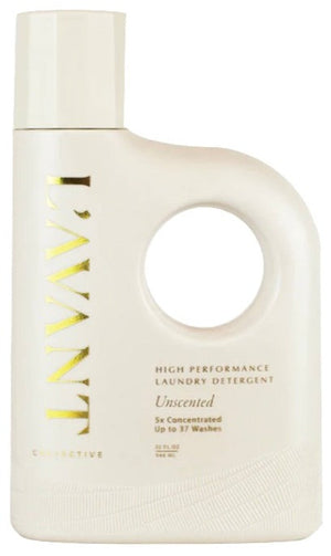 A white bottle of L’Avant Collective Unscented Laundry Detergent, made with plant-based ingredients and 5x concentrated for up to 37 washes.