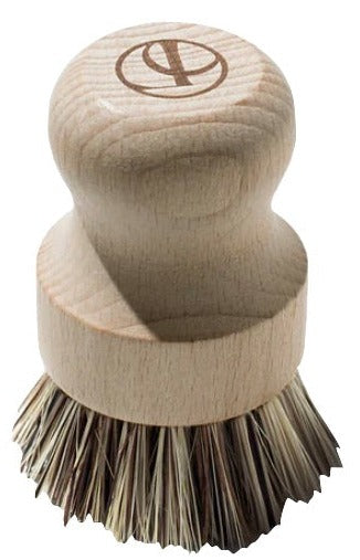 The L'Avant Collective Natural Wood Dish Scrubber features stiff, eco-friendly sisal fibers and a knob handle, shown against a white background.