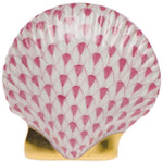 The Herend Miniature Scallop Shell features a hand-painted pink fish scale design and gold base, showcasing classic craftsmanship.