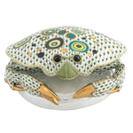 The Herend Reserve Collection Crab, Multicolor is a decorative porcelain figurine featuring hand-painted designs, gold-accented claws, and circular shell patterns—perfect for artistic appreciation.