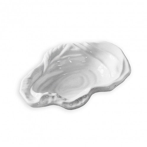 A Beatriz Ball Vida Melamine Ocean Oyster Bowl, Small White dish on a white surface, perfect for indoor and outdoor entertainment.