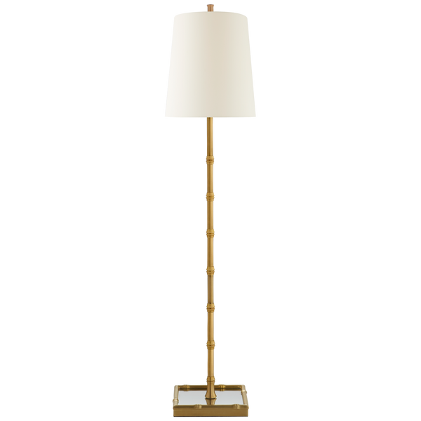 Grenol Buffet Lamp in Hand-Rubbed Antique Brass with Natural Percale Shade