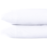 Two Stitched White Pillowcase Pairs by John Robshaw are stacked against a plain white background, perfectly complementing cotton percale or embroidered sheets for a crisp, timeless look.