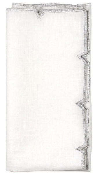 divot napkin, white/silver