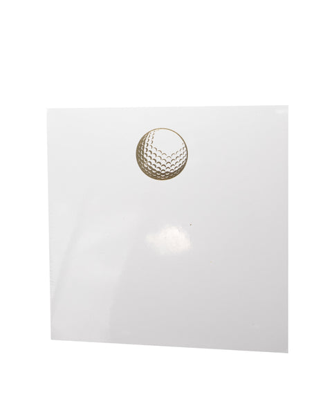 A white board with a gold logo, Black Ink Black Ink Small Gold Foil Paddie - Golf.
