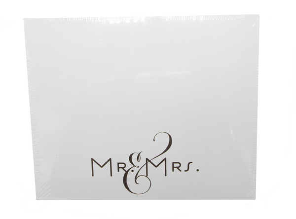 A packaged Black Ink Mr & Mrs Large Notepad with an ampersand design, printed on luxurious cardstock.