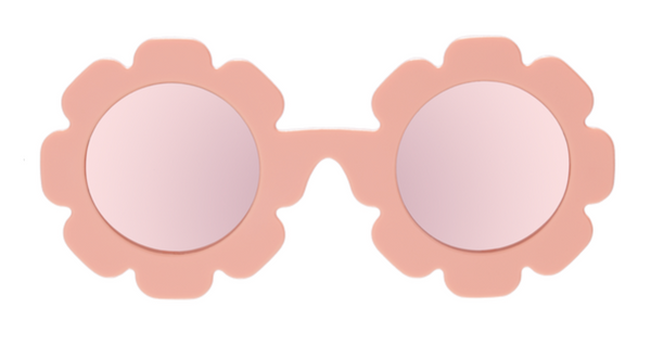 Babiators' Polarized Flower Sunglasses with a flower-shaped frame and pink-tinted lenses.