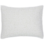 The Stitched Moss Sham by John Robshaw is a white rectangular pillow featuring a subtle grid-like stitched pattern, made from 100% cotton in India, shown against a plain white background.