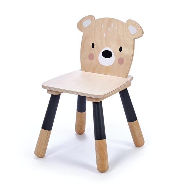 A stylish Tenderleaf Forest Bear Chair made of top quality plywood with black legs. Suitable for a wide age range.