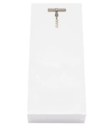 The Corkscrew Skinny Notepad by Black Ink features a corkscrew embedded in the top of a sleek, rectangular holder, adding a unique twist to your note-taking essentials. Perfect for pairing with your favorite luxurious notepads.