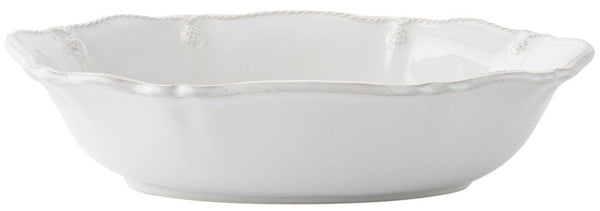 Juliska Berry & Thread Whitewash Oval Serving Bowl, 12" from the Juliska Collection with scalloped edges and embossed detailing.