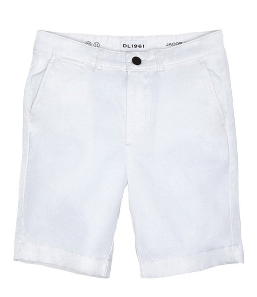 DL1961 Jacob Chino Shorts in white breathable fabric isolated on a white background.