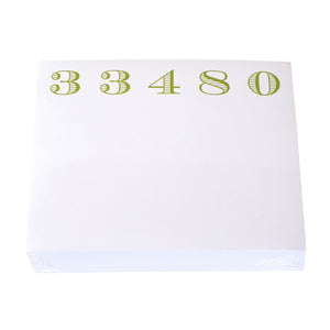 The Black Ink 33480 Large Notepad is a luxurious stack of note paper, 8.5" x 7", featuring "33480" in large green font at the top.