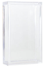 A Lucite Guest Towel Holder, branded as Caspari, displaying standard size paper guest towels on a white background.