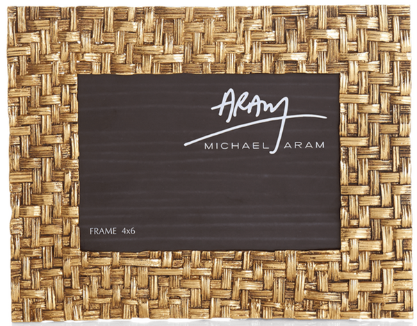 Michael Aram Palm Frame featuring sculpted textures in antique gold.