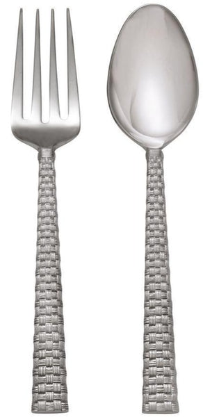 Two Michael Aram Palm Silver Serving Sets on a white background.