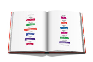 An open Cocktail Chameleon book with colorful stickers, photographs, and Assouline's signature takes.