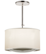 A Visual Comfort Reflection Large Hanging Shade in Soft Silver, with a silk texture, providing an elegant overall height to any space.