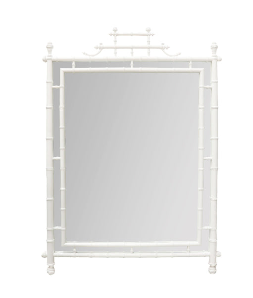 Turned Bamboo Mirror in White
