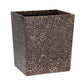 Square container from Pigeon & Poodle’s Callas Bath Collection, featuring a brown and black animal print-inspired speckled mosaic design, shown against a white background.