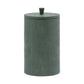 The Manchester Bath Collection by Pigeon & Poodle features a dark green, cylindrical shagreen-textured container with a matching lid and small knob, shown against a plain light background.