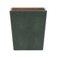 Rectangular wastebasket from the Manchester Bath Collection by Pigeon & Poodle, featuring a dark green textured shagreen finish, open top, brown interior, and shown against a plain light background.
