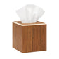 The Harper Dark Teak tissue box holder by Pigeon & Poodle features elegant detailing and faux bone trim, shown with a tissue emerging from the top against a white background.
