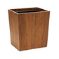 The Harper Dark Teak wastebasket by Pigeon & Poodle features a square wooden design, smooth finish, elegant detailing, and an open top.