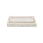 Rectangular white marble tray with pleated edges from the Proviso White Bath Collection by Pigeon & Poodle, shown front-facing on a plain white background—a luxurious accent for your space.