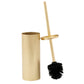 The Redon Toilet Brush Holder by Pigeon & Poodle features an antique-chic gold-colored, ribbed metal design with a matching handle and black brush head, displayed on a plain white background.