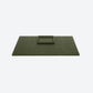 Olive green full-grain leather Grafton Laptop Desk Blotter Set with a small square tray centered on top.