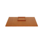 Tan full-grain leather Grafton Laptop Desk Blotter Set Collection featuring a functional desk blotter with a small square tray centered on top.