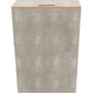 The Pigeon & Poodle Northwich Hamper in sand faux shagreen has a rectangular shape and light brown wooden lid with a slot, offering stylish storage.