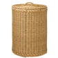 The Morris Hamper by Pigeon & Poodle is a hand-woven wicker basket with a lid and top handle, featuring a classic cylindrical shape, shown against a plain white background.