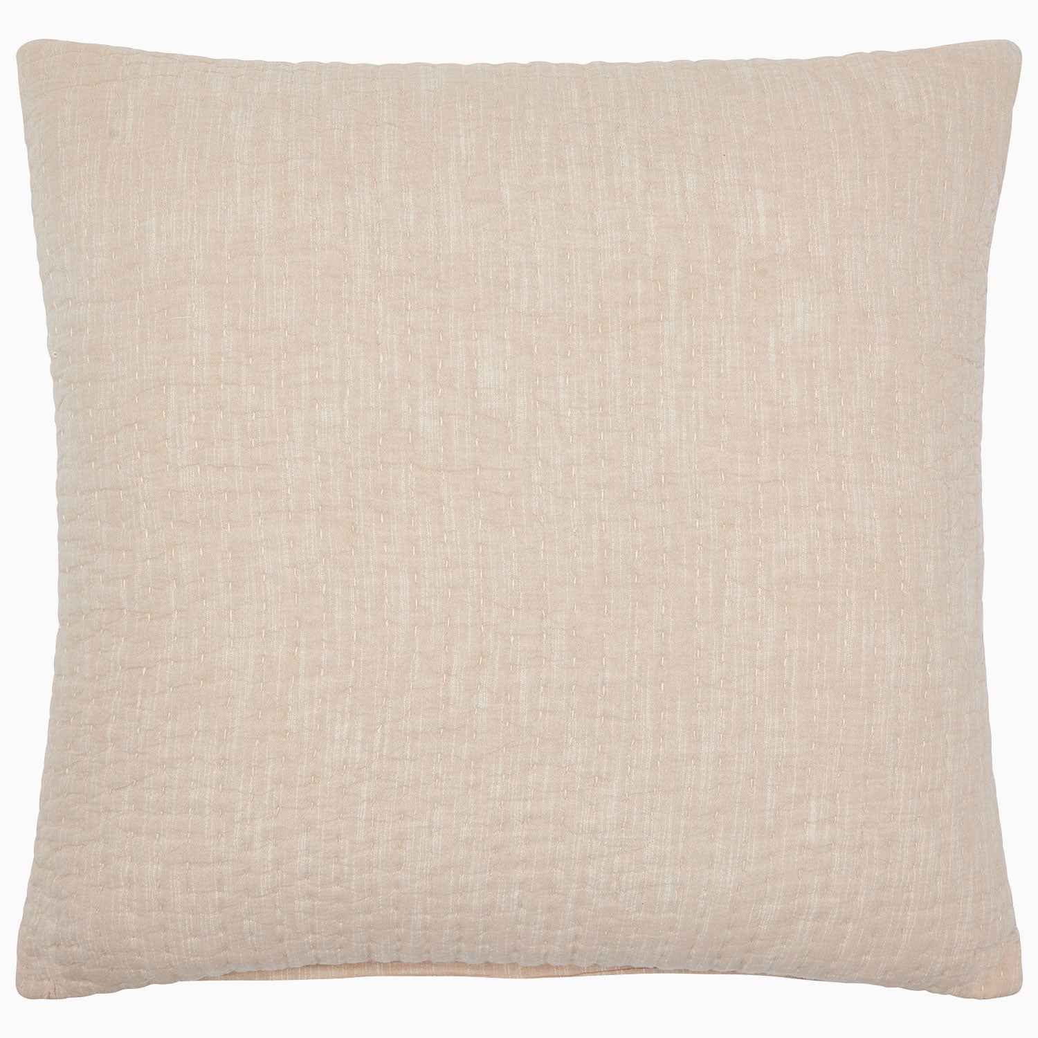 The Vivada Bedding Collection square beige throw pillow by John Robshaw features a subtle textured pattern inspired by the elegance of hand-stitched quilts, beautifully photographed against a plain white background.