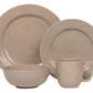 The Juliska Puro Taupe Dinnerware Collection is a four-piece set—including dinner plate, salad plate, bowl, and mug—in a versatile taupe shade for a stylish table setting.