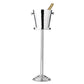 The EDZARD Capri Ice Bucket with Stand Collection features a stylish stainless steel champagne bucket with a bottle inside, elegantly displayed on a tall metal stand—ideal for luxury hotel champagne service.
