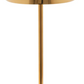 The Zafferano America Poldina Pro Mini Table Lamp features a gold finish, cylindrical stem, conical shade, and square base, providing cordless lighting for flexible indoor or outdoor use.