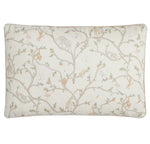 The Gooselings Animal Parade Ivory Toddler Pillow features a light beige cover with tree branches, birds, and animals like monkeys, elephants, and giraffes in soft colors—perfect for kids' bedding.