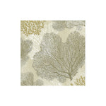 The Caspari Sea Fans Collection square tile features abstract sea fan coral branches in green, beige, and gold on a light background—an ideal match for eco-friendly napkins at your next gathering.