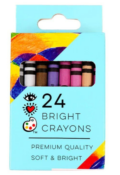 Pack of Bright Stripes 24 Bright Crayons for drawing activities.