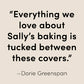 Text graphic stating: “Everything we love about Sally’s Baking 101 is tucked between these covers.” —Dorie Greenspan (Penguin Random House).